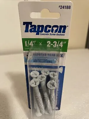 Buy Tapcon 1/4”x 2-3/4” White Concrete Screws Anchors 8 Pcs Reduced Head Size • 9.99$