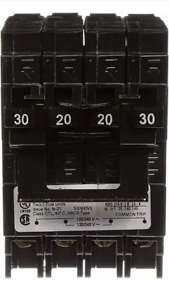 Buy Siemens 30/20 Quad Breaker Q23020CT2 (1) 20 Amp 2 Pole & (1) 30 Amp 2 Pole 240V • 54.99$