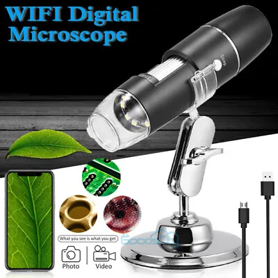 Buy 1600X WIFI Digital Microscope Biological Endoscope Magnifier Camera With Stand • 25.85$