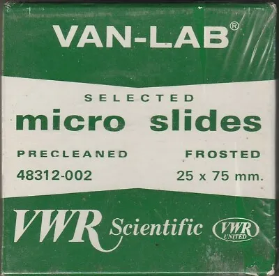Buy Microscope Frosted Slides - VWR Scientific - #48312-002 - 1mm Thick - 25 X 75mm • 11.29$