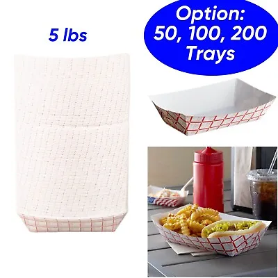 Buy (5 Lb) Paper Food Tray Boat Disposable Serving Trays For Food, Condiment, Snack • 15.50$