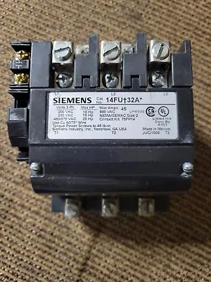 Buy Siemens NEMA Size 2 Contactor 14FU32A 14fu+32a • 229.99$