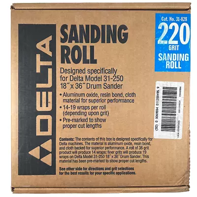 Buy Delta 31-828 Aluminum Oxide 220 Grit Drum Sander Sanding Roll • 56.58$