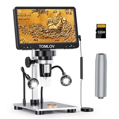 Buy TOMLOV 7  LCD Digital Microscope 1200X Coin Microscope Wired Remote Soldering • 85$