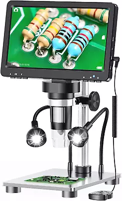 Buy 7'' LCD Digital Microscope 1200X 1080P 12MP Coin Jewelry Electronic Board Solder • 144$