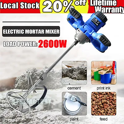 Buy 2600W Electric Plaster Paddle Mixer Drill Mortar Cement Paint Stirrer Whisk Tool • 45.30$