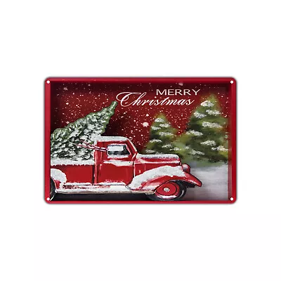 Buy Merry Christmas Tree Truck For Bar Home Street Christmas Day Decor Vintage Sign • 10.99$