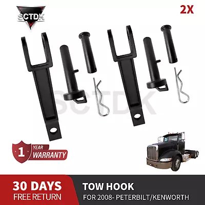 Buy 2X Tow Hook W/ Pull Pin A20-6014 For 2008- Kenworth/ Peterbilt 170, T270, T660 • 389$