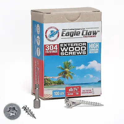 Buy Eagle Claw Stainless Steel Wood Screws Star Drive Flat Head Various Sizes • 15.50$