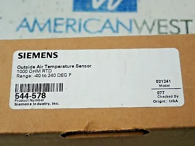 Buy NEW Siemens Outside Air Temperature Sensor Range -40-240 DEG F • 52$