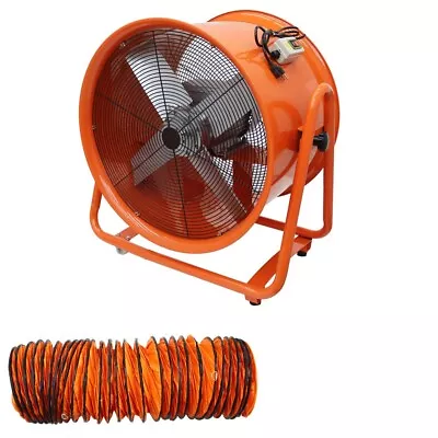 Buy 24in Axial Fan Cylinder Booth Paint Fumes Blower With 16.4ft Pipe Industrial Fan • 784.90$