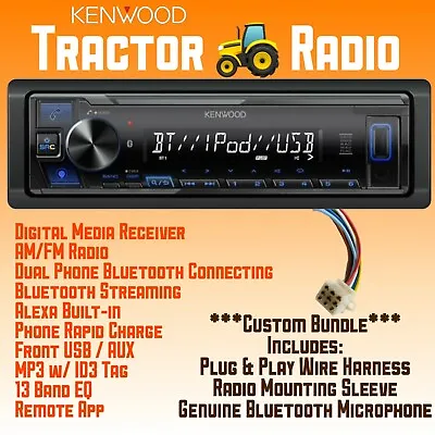 Buy Kubota Tractor Radio Bundle Harness USB AUX Bluetooth RTV RTX 1100c B2650 X1100C • 197.99$