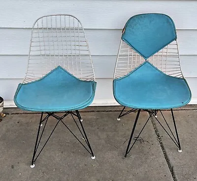 Buy Mid Century Modern Herman Miller Bikini Chair Set Of 2 Eames Eiffel Base Wire • 395.09$
