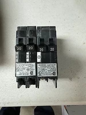 Buy 2 Siemens Q2020 20A 1 Pole 120V Tandem Circuit Breakers- One Has Small Chip On E • 12$