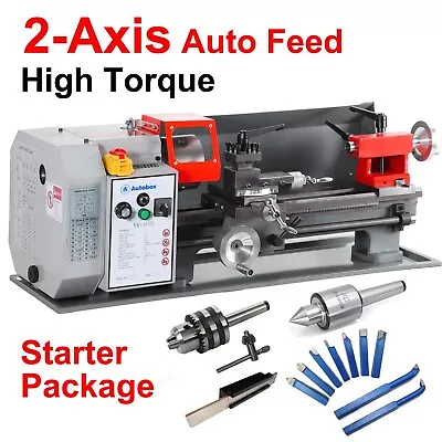 Buy 2 Axis Auto Feed 7 X14  Mini Lathe High Torque Variable Speed + Start Package • 599$