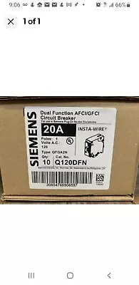 Buy Lot Of 10 Siemens Q120dfn 20a Dual Afci/gfci Plug On Neutral Breaker Brand New • 399$