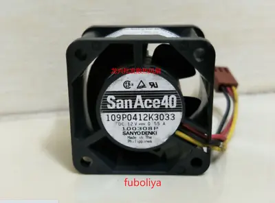 Buy For Sanyo Denki SanAce 40 109P0412K3033 12V 0.55A 40x40x28mm 3-Pin Fan 40mm F8 • 9.48$
