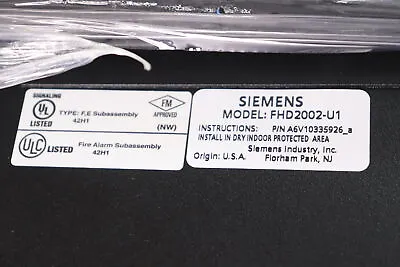 Buy Siemens Pyrotronics Fire Terminal Back Box Panel Black FHD2002-U1 • 232$