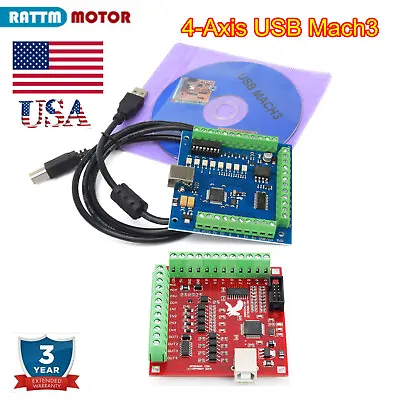 Buy 〖USA〗 4 Axis USB MACH3 Motion Controller Card CNC Router Machine Breakout Board • 21$