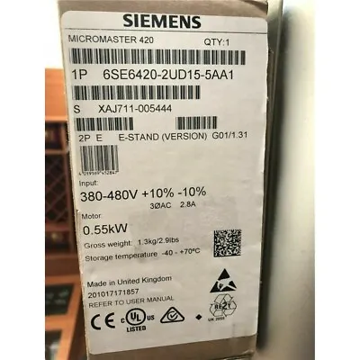 Buy New Siemens MICROMASTER420 Without Filter 6SE6420-2UD15-5AA1 6SE6 420-2UD15-5AA1 • 327.22$