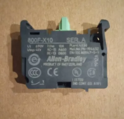 Buy New Allen Bradley 800F-X10 Ser A Contact 1 NO, 10 Amp 22.5mm USA Stock Free Ship • 6.95$