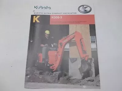 Buy Brochure For Kubota Model K008-3 Ultra-Compact Excavator • 10$