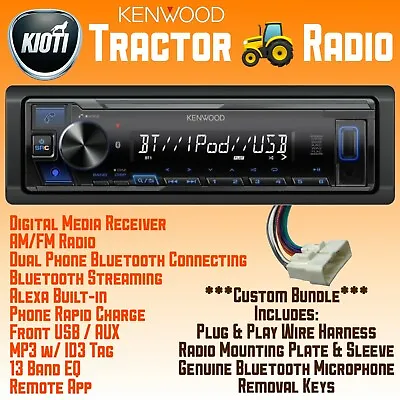 Buy Kioti Tractor Plug & Play Radio Bundle Bluetooth USB AUX NX RX DK CK Series Cab • 197.99$