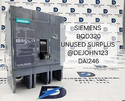Buy Siemens Bqd320 Circuit Breaker, 20a, 3 Pole, 480v, 14 Ka, Unused Surplus • 100$