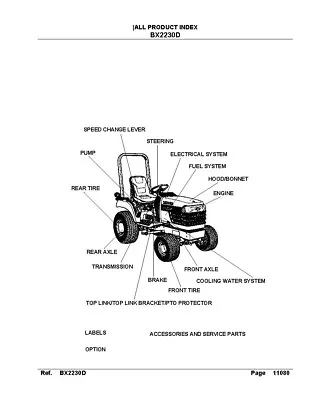 Buy 2230 Tractor Illustrated Parts Manual Kubota BX2230D Exploded-Diagrams • 29$