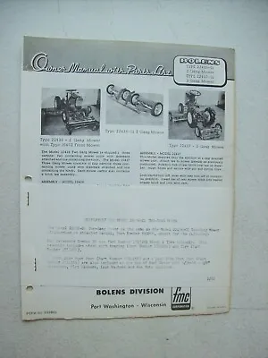 Buy Original Bolens ~ 22436-01 22437-01 2 & 3 Gang Mower ~ Operator Part List Manual • 9.95$