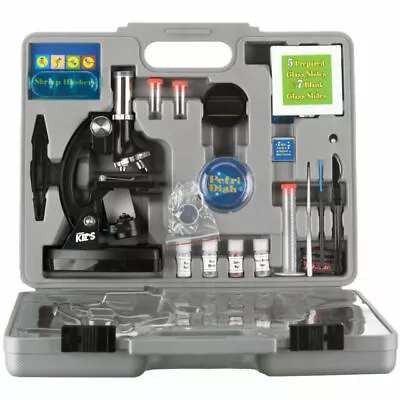 Buy AmScope 52pc 120X-1200X Starter Compound Microscope Science Kit For Kids  • 14.75$