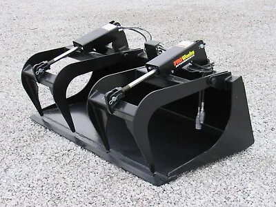 Buy 60  Dual Cylinder Smooth Bucket Grapple Attachment Fits Skid Steer Quick Attach • 1,649.99$