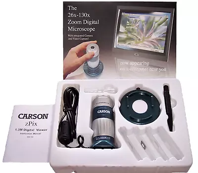 Buy Carson MM-740 ZPix USB Digital Microscope 26 - 130X Optical Zoom W/Video Capture • 23.99$