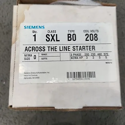 Buy Siemens SXLBO208 ACROSS THE LINE STARTER Size 0 208v Coil 3 Pole • 129$