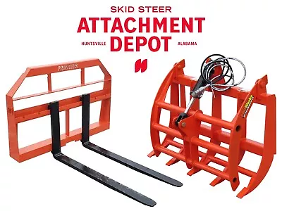 Buy 48  Root Rake Clam Grapple And 42  Long Pallet Forks Attachment ComboQuickAttach • 1,899.99$