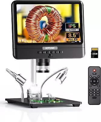 Buy 8.5  IPS Screen PCB Soldering Microscope  1300X, 12MP Coin Microscope With Light • 149$