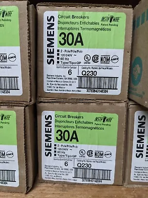 Buy Siemens ITE Q230 2 Pole 30A Stab In Breaker Box Of 6 NEW Breakers • 75$