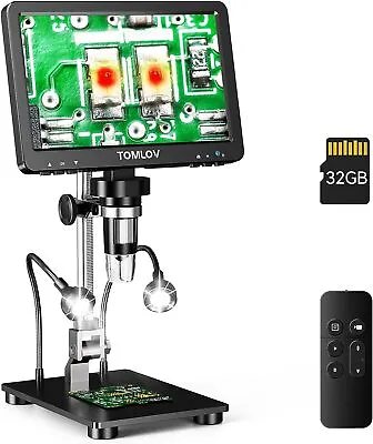 Buy TOMLOV DM9 Pro 7 In HDMI Digital Microscope Video Camera 1200X Coin Microscope • 99$