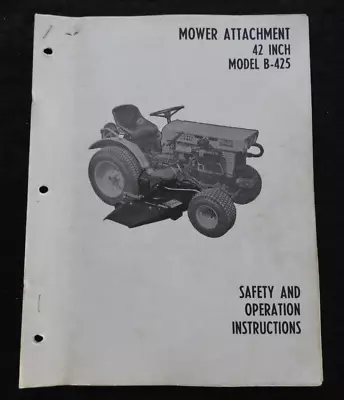 Buy Kubota B5100 Tractor  Model B-425 42  Mower Deck  Owners & Parts Catalog Manual • 19.95$