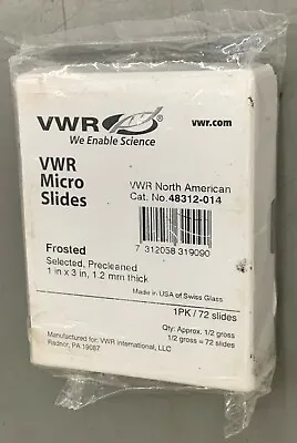 Buy Vwr 48312-014 Micro Microscope Slides Frosted 1  X 3  X 1.2 Mm Thick 72 Pc Pack • 19.99$