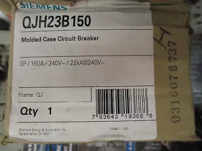 Buy Siemens Qjh23b150, 150 Amp 240 Volt 3p 22k Circuit Breaker- New • 400$