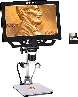 Buy 1600X Electronic Soldering Microscope Camera W/ Screen 9  Digital Coin Magnifier • 119$