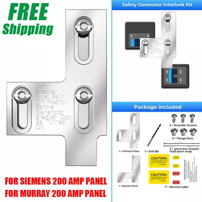Buy Generator Interlock Kit Main Panel For Siemens 200 Amp & Murray 200 Amp Panel • 31.99$