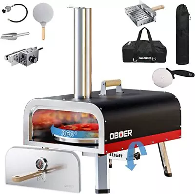 Buy H&ZT Pizza Oven Outdoor 13  Multi-Fuel Rotatable Pizza Ovens Wood Gas Pizza Oven • 238.98$