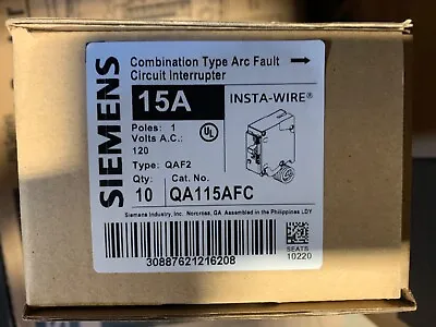 Buy 3 Siemens Qa115afc 15 Amp Arc Fault Afci Combonation Circuit Breakers.new • 125$