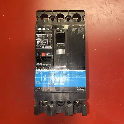Buy Siemens Ed43b040 40 Amp Circuit Breaker 3 Pole 480 Vac Black Label • 169.99$