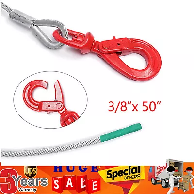 Buy Winch Cable 3/8''x50''/100'' Self Locking Swivel Hook Tow Flatbed Truck Lifting • 44.87$