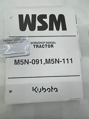 Buy Workshop Manual For Kubota Tractor Models M5N-091 M5N-111 • 65$