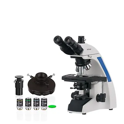 Buy AmScope 40X-2500X 5 Brightfield Phase Contrast Plan Infinity Kohler Microscope • 1,632.11$
