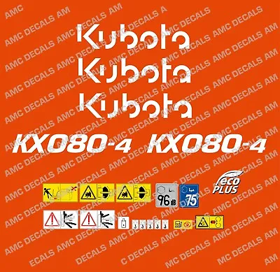 Buy Kubota Kx080-4 Mini Digger Decal Sticker Set With Safety Warning Signs • 66.08$